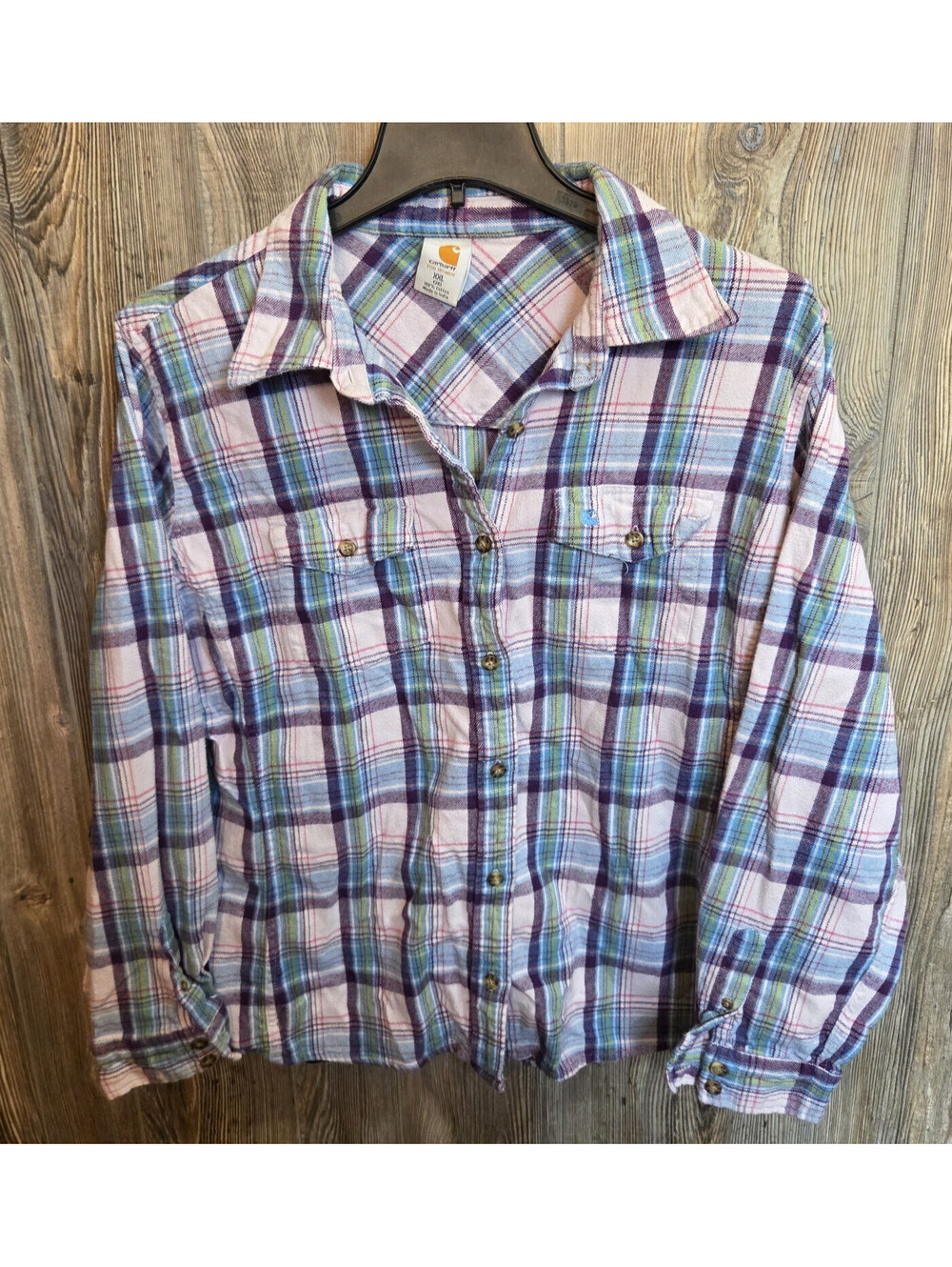 Carhartt for Women Rugged Flex Flannel Button Shirt Sz XXL (20) WS007 LIC Lilac